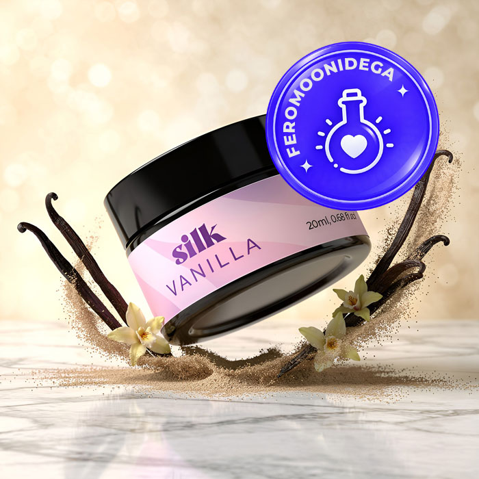 CRUSHIOUS Silk Vanilla feromoonidega massaažiküünal (vanilli aroom) 20 ml