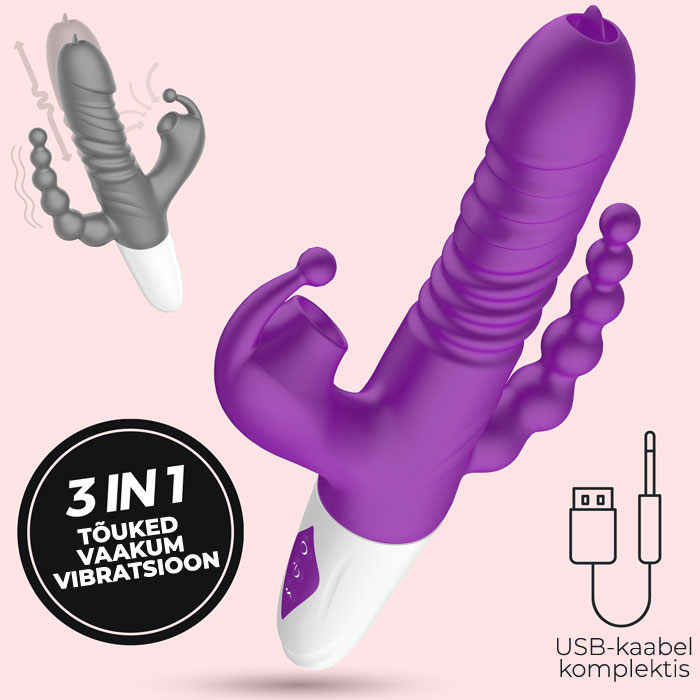 CRUSHIOUS Wrangler 3-ühes vibraator vaakumstimulatsiooni vibratsiooni ja tõukefunktsiooniga