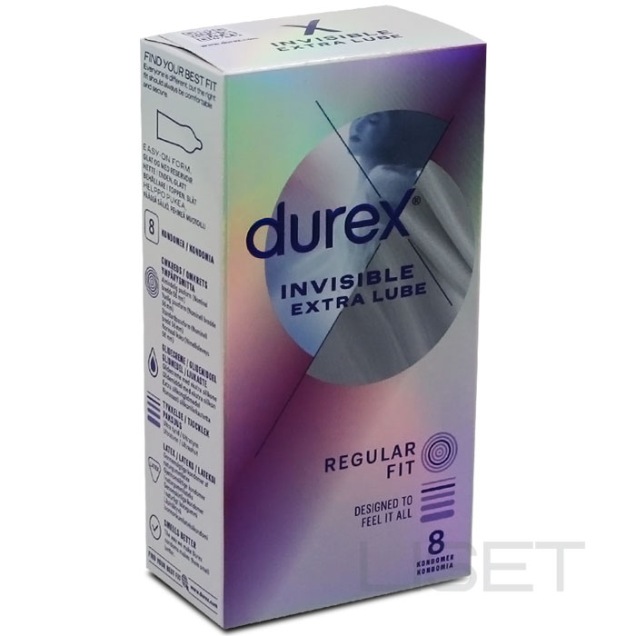 DUREX Invisible Extra Lube 8 tk