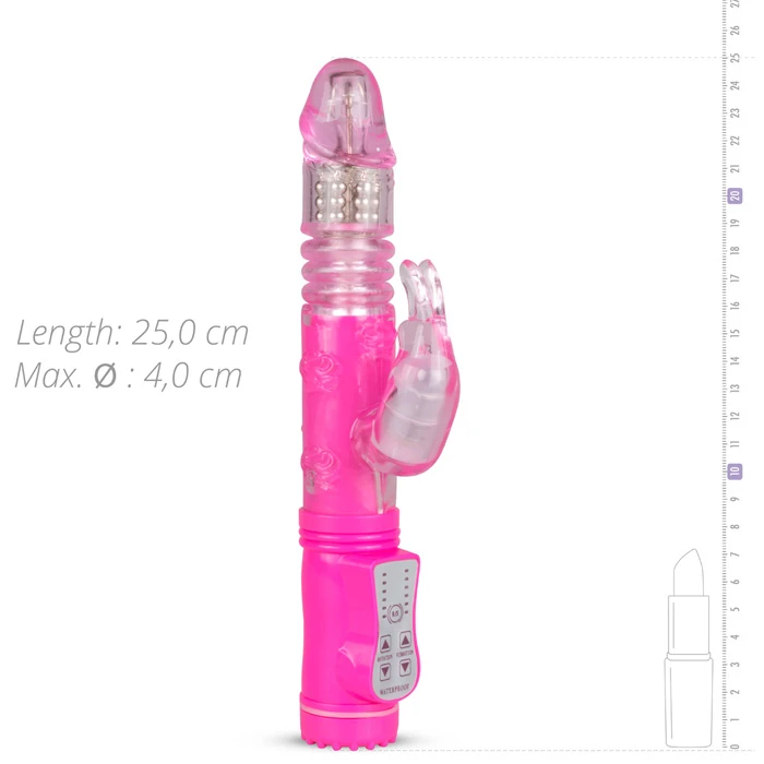 EasyToys Pink Thrusting Rabbit multifunktsionaalne jänkuvibraator tõukefunktsiooni ja kliitoristimulaatoriga - foto 6
